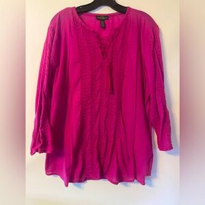 Ralph Lauren pink gauze peasant top, women's large